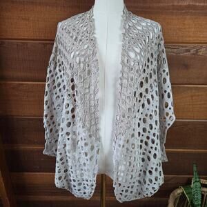 Yushi Womens Vintage Y2K Oversized Cutout Open Cardigan One Size Lagenlook Boho
